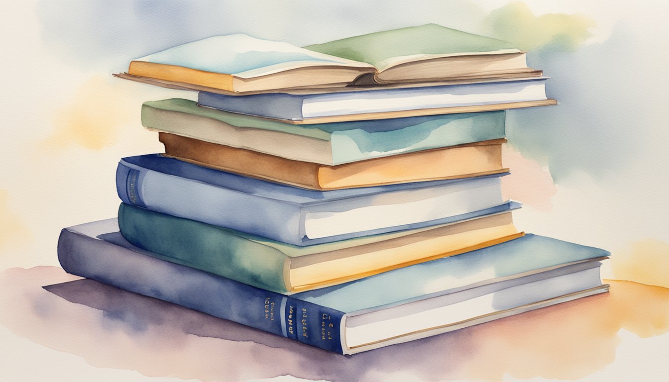 A stack of 7 SAT prep books arranged in a strategic pattern, with Kallis' book prominently placed at the center