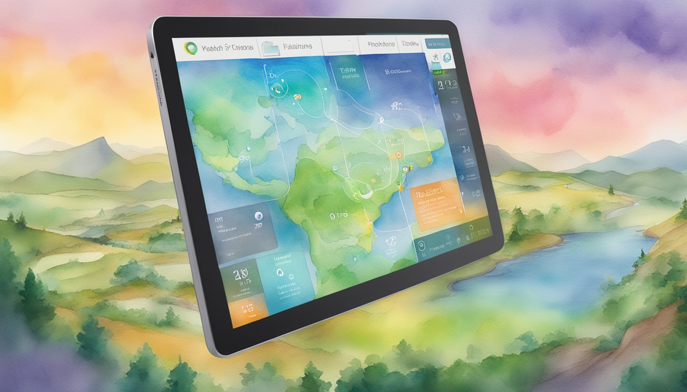 A tablet displays EarthViewer app with colorful, interactive science visuals