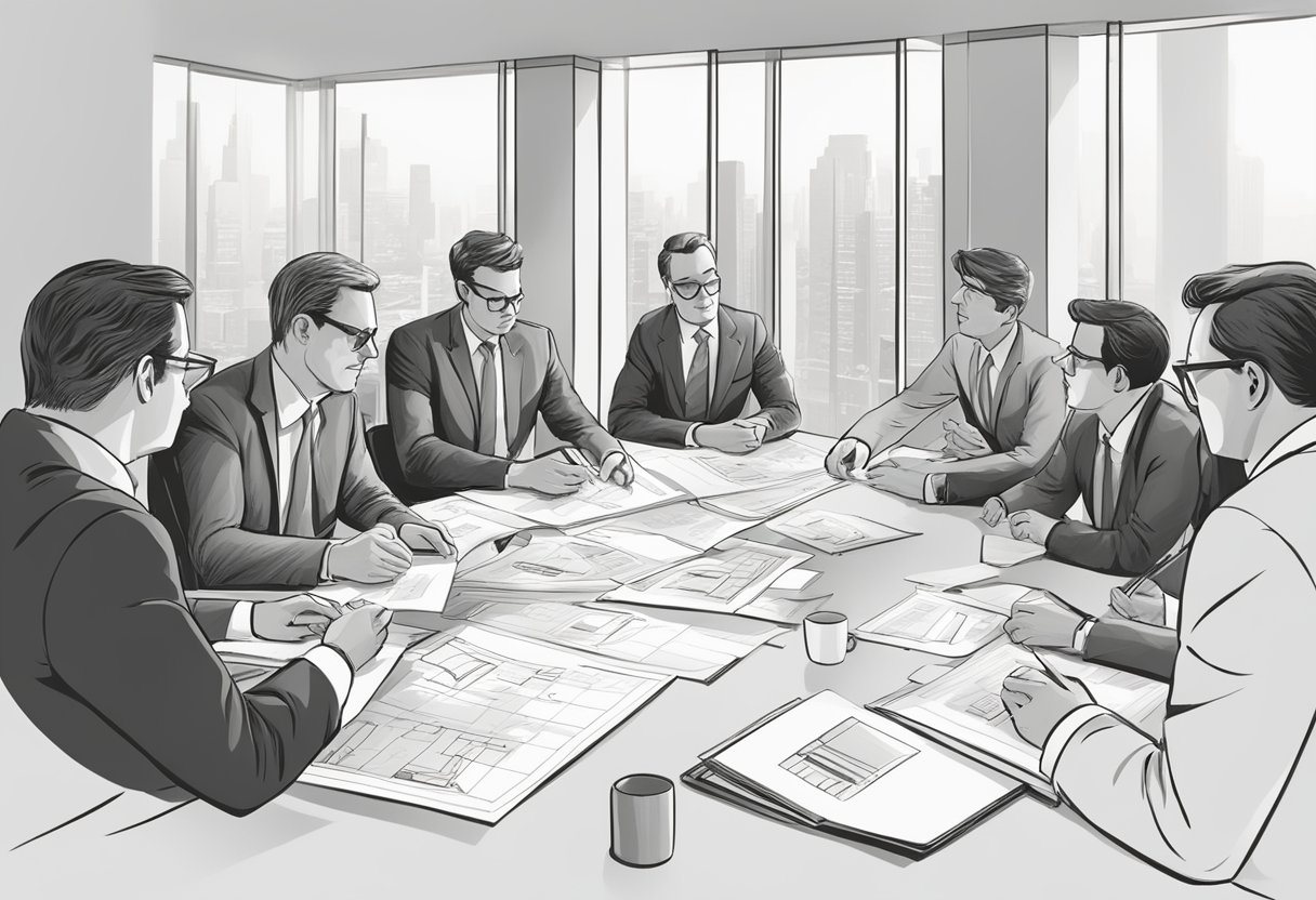 A group of executives gathered around a conference table, analyzing charts and graphs, brainstorming ideas for product expansion and market dominance