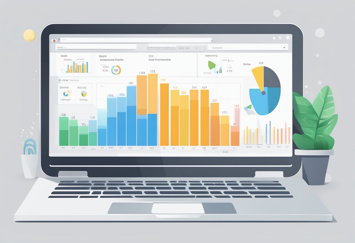 Competitor logos displayed on a computer screen with a graph showing product mentions increasing over time