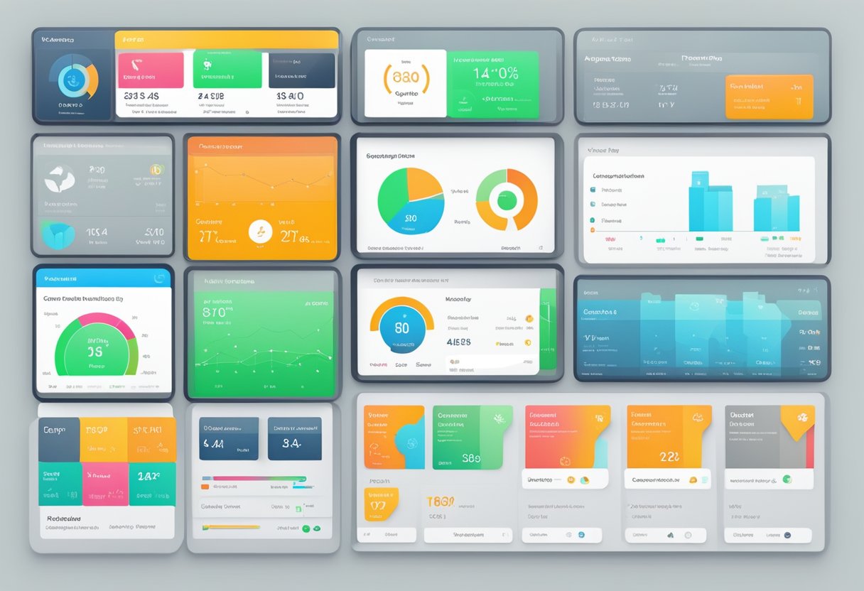 Competitor logos on a digital dashboard, with real-time product mentions and tracking data displayed