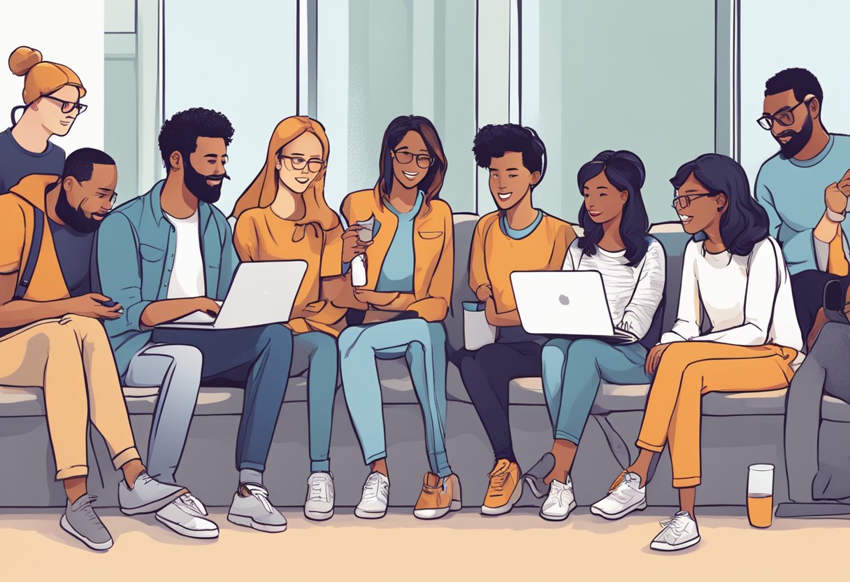 A group of diverse Reddit users engage in a lively conversation, sharing helpful and insightful comments without coming across as promotional