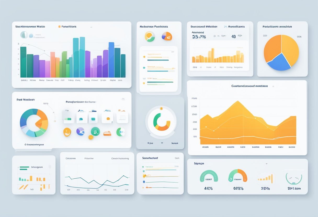 A dashboard displaying customer sentiment metrics and product mention analytics, with charts and graphs showing satisfaction and retention rates