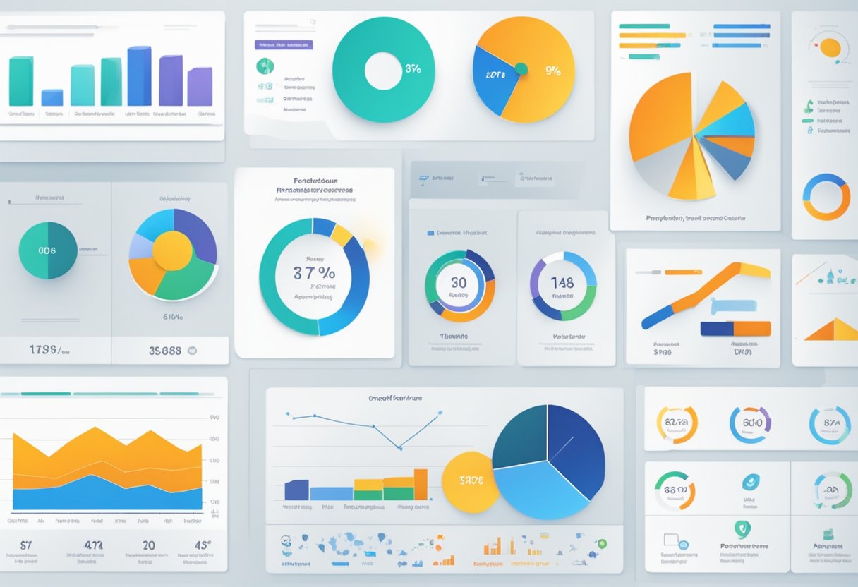 Various analytics tools display graphs and charts tracking product mentions, illustrating key performance indicators for product success