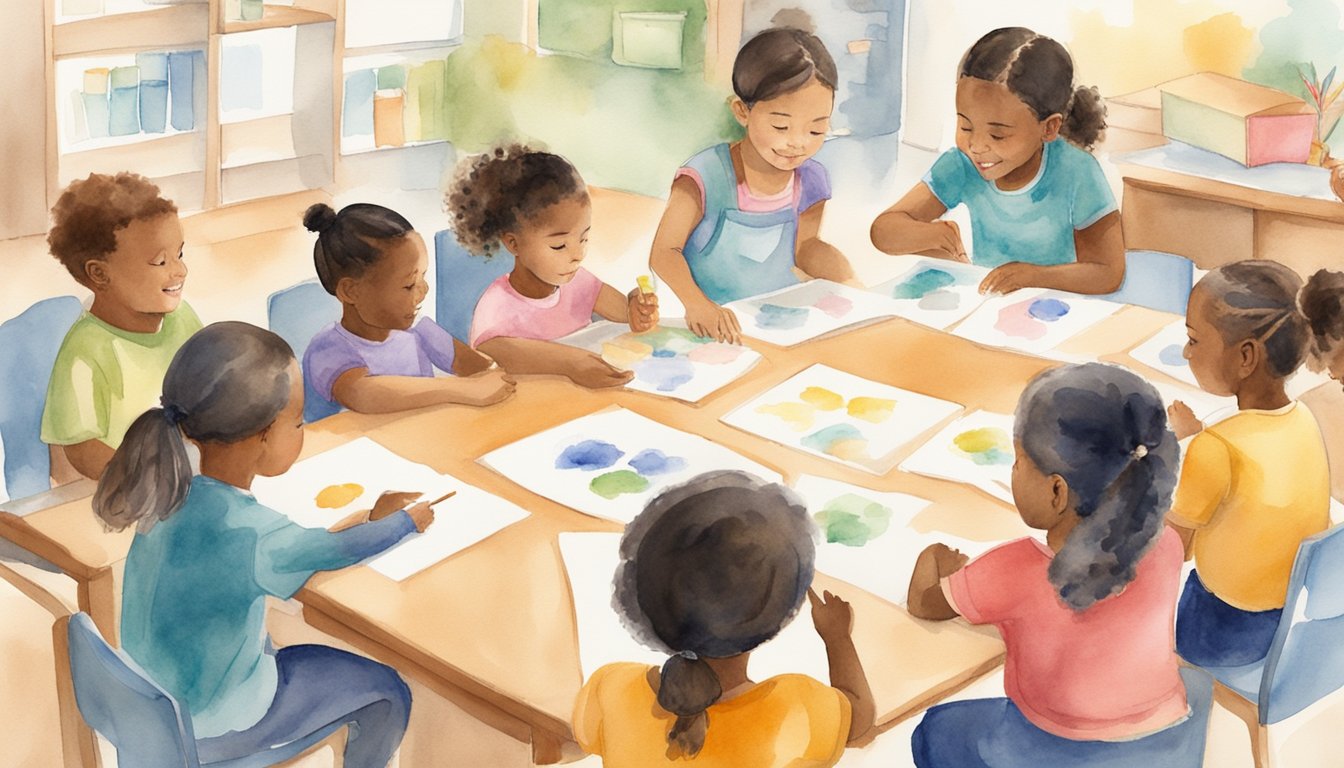 A diverse group of children engage in hands-on learning activities with the support of teachers and parents in a welcoming and inclusive classroom environment