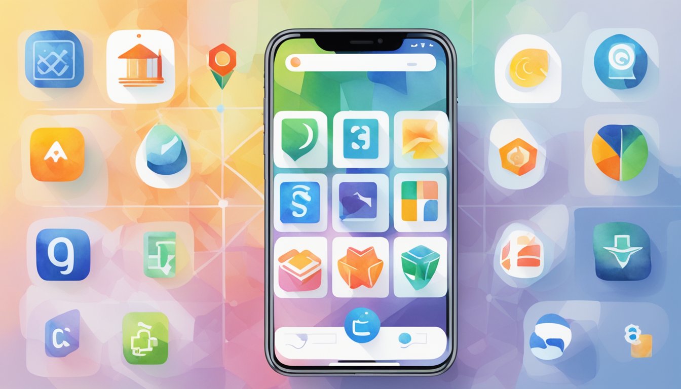 Six educational app icons arranged in a grid on a smartphone screen, with the Coursera logo prominently displayed.</p><p>The background features a futuristic, tech-inspired design