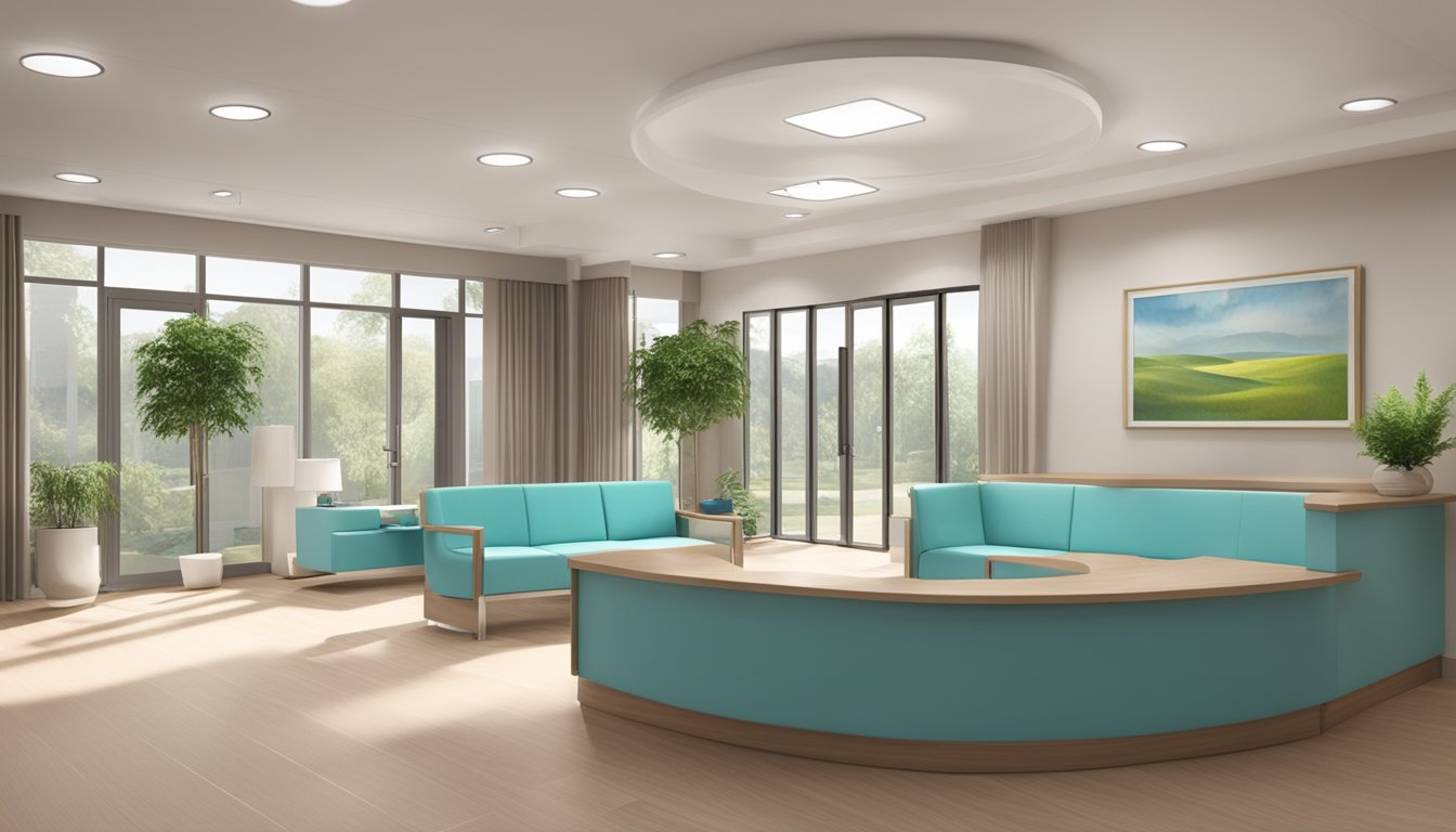 The cardiology clinic is a modern, spacious facility with state-of-the-art equipment and a calming color scheme. The waiting area is comfortable and inviting, with large windows letting in natural light