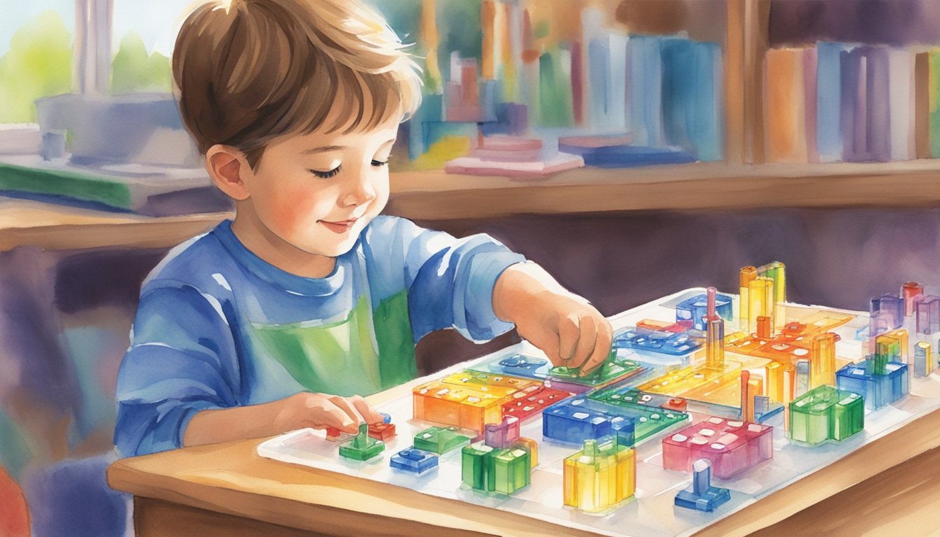 A child assembles Snap Circuits Jr. SC-100, connecting colorful components to create electronic circuits.</p><p>Educational and fun!