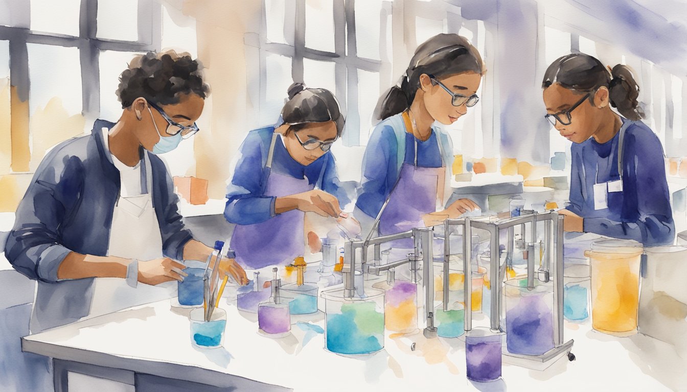 Students engage in hands-on STEM activities at NYU Tandon's ARISE 6 program, surrounded by state-of-the-art equipment and innovative technology