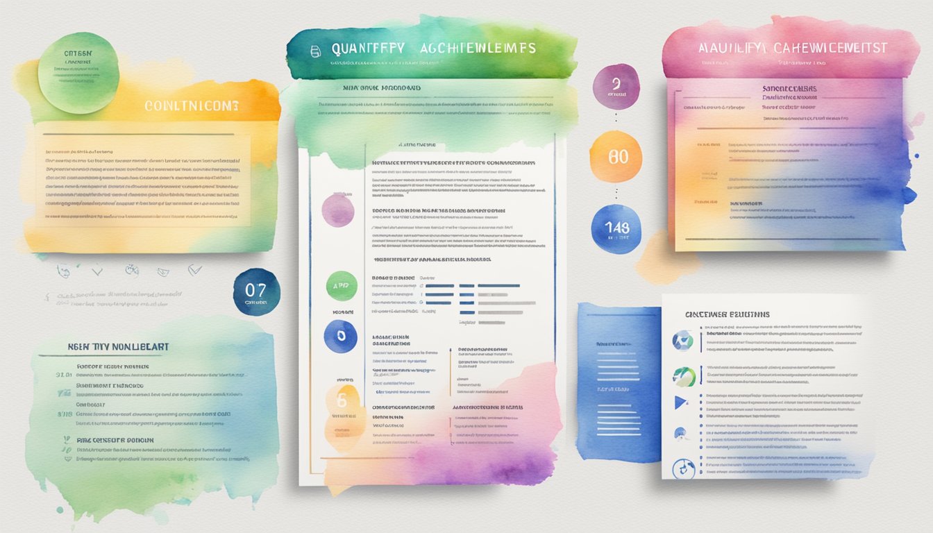 A college resume with "Quantify Achievements" as the headline.</p><p>Use numbers and statistics to showcase accomplishments.</p><p>Include 6 tips in bullet points