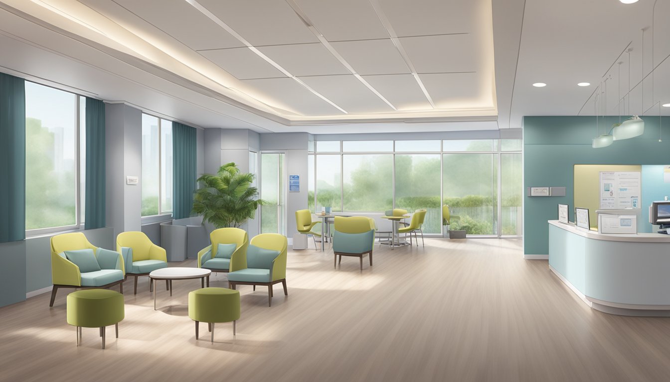 A modern, clean cardiology clinic with Dr. Lim Tai Tian's name prominently displayed. A welcoming reception area with comfortable seating and medical equipment in the background