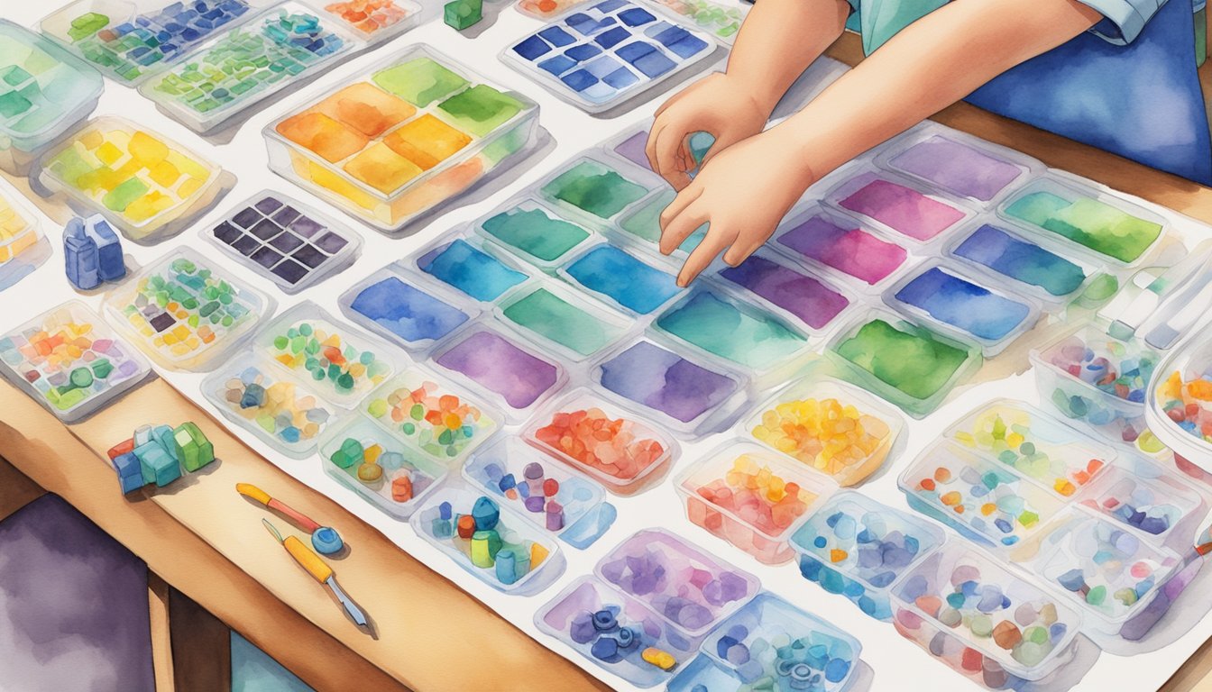 A table filled with colorful STEM kits, including robotics, engineering, and chemistry sets.</p><p>A child's hand reaches for a kit labeled "Build Your Own Solar Powered Car."