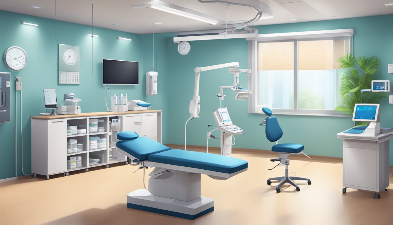A modern cardiology clinic with state-of-the-art equipment and a calming atmosphere