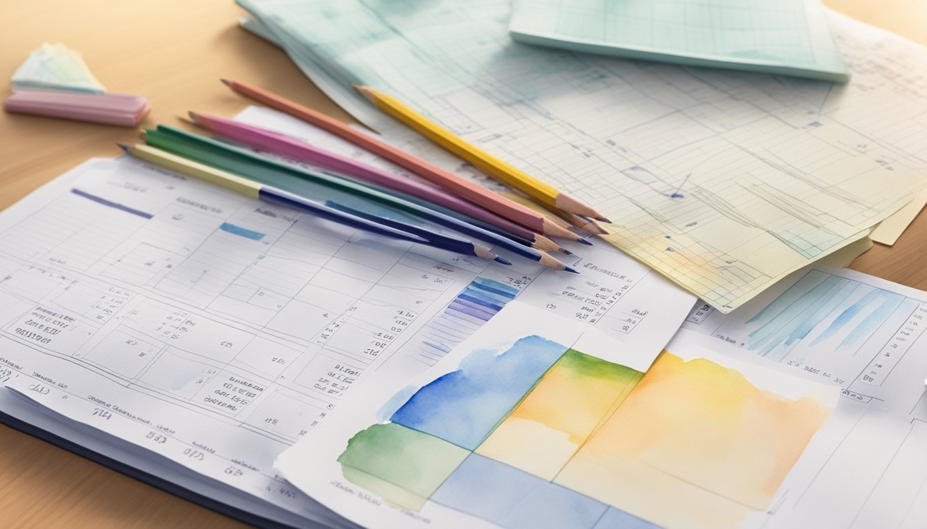 A stack of practice test papers with scores and analysis charts spread out on a desk.</p><p>A pencil and eraser sit nearby, ready for further review