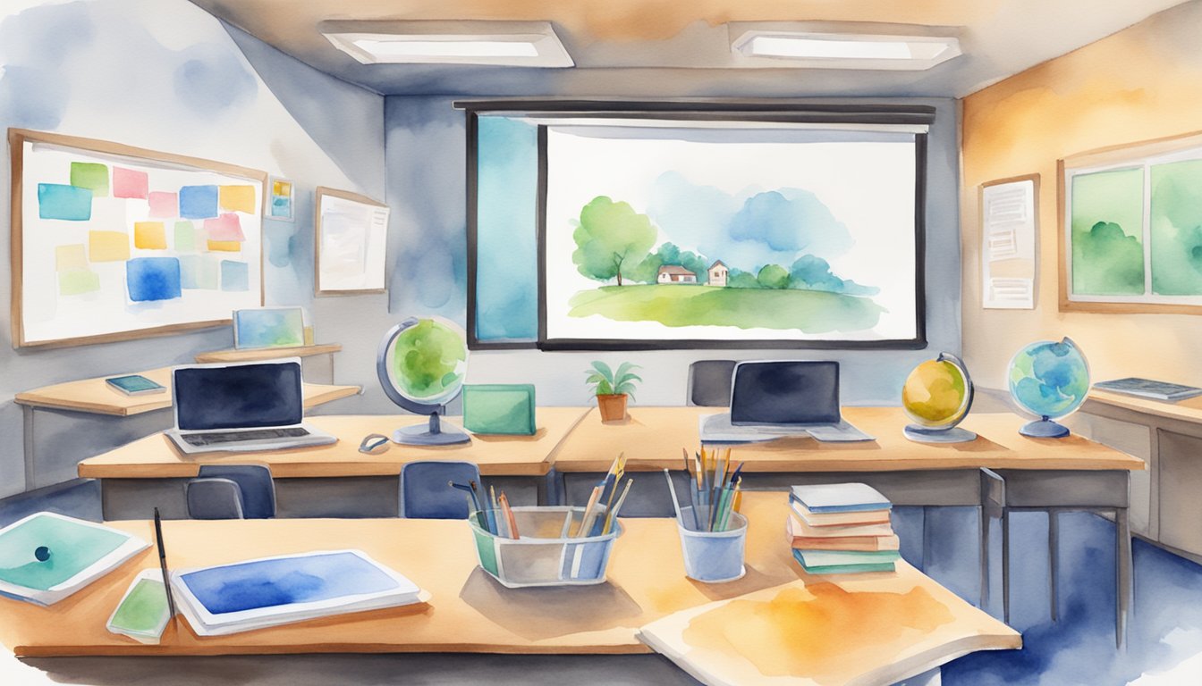 A virtual classroom with digital tools and devices for remote teaching