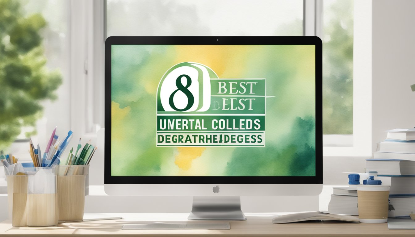 A computer screen displaying the University of Central Florida's logo and the headline "8 Best Online Colleges for Healthcare Degrees."