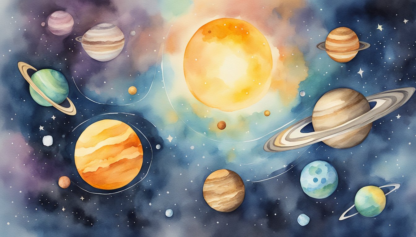 The Solar System with planets orbiting the sun, asteroids, and comets in space