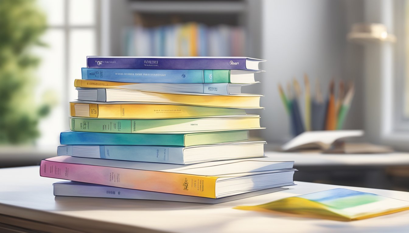 A stack of LSAT study guides by The Princeton Review sits on a desk, with the Premium Edition on top