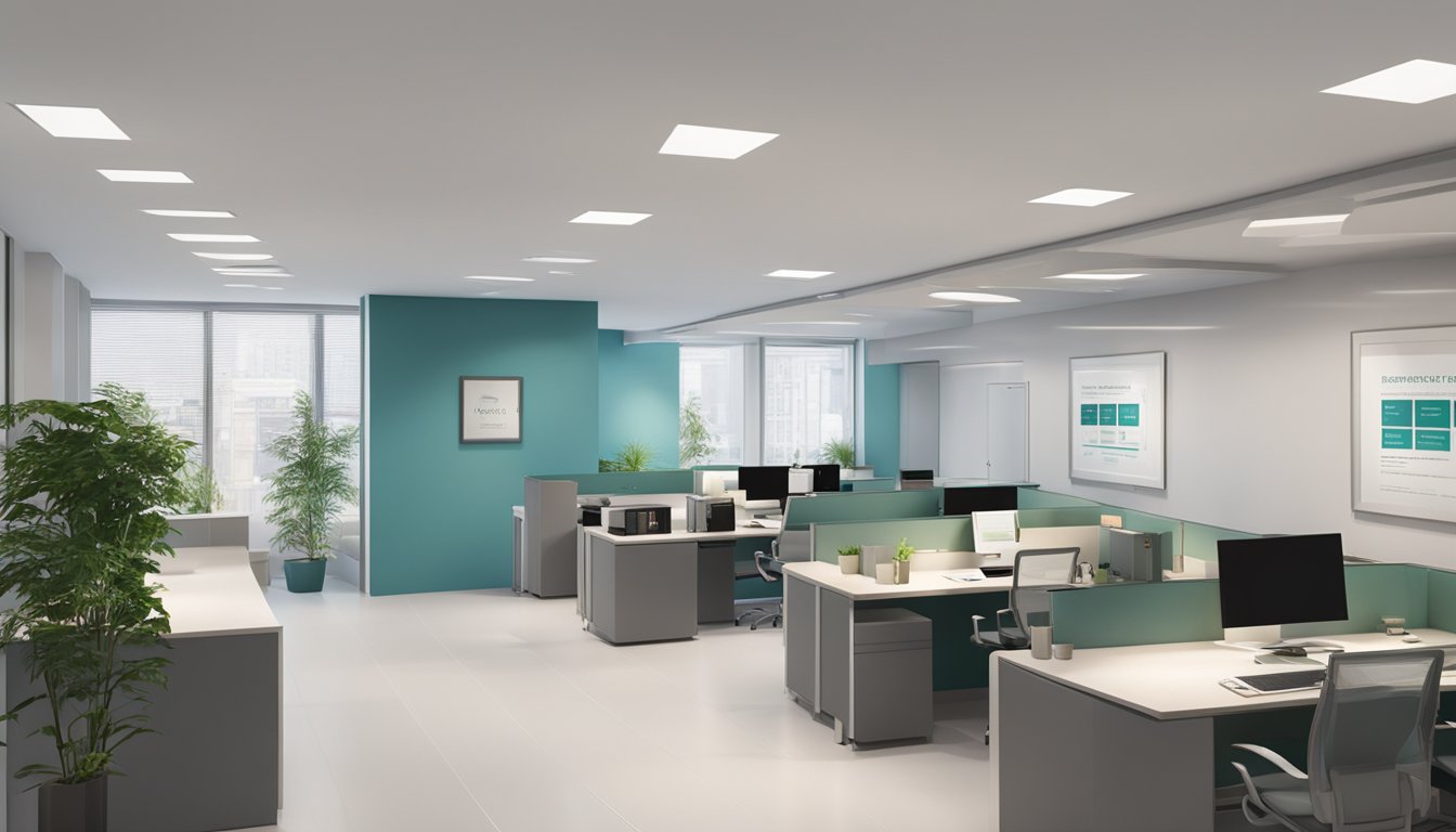 A modern, sleek office with the name "The Harley Street Heart & Vascular Centre" displayed prominently. The contact information and operating hours are clearly visible