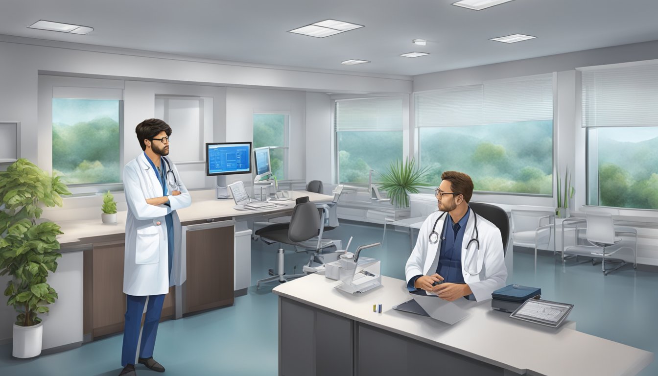 A doctor reviews cardiology clinic at SKH, using NHCS expertise