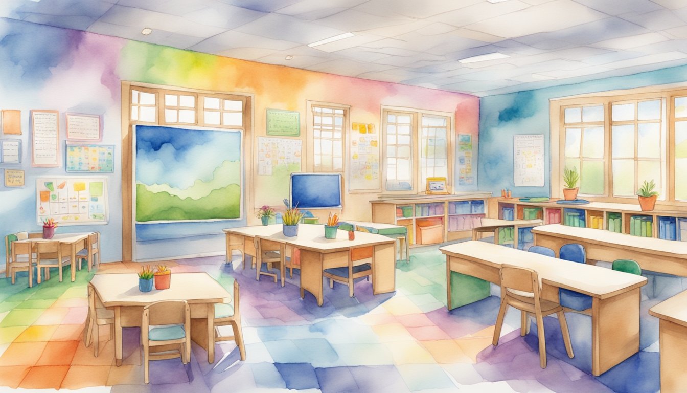 A colorful classroom with sensory-friendly materials, visual schedules, and adaptive technology.</p><p>A calm and inclusive environment for diverse learners