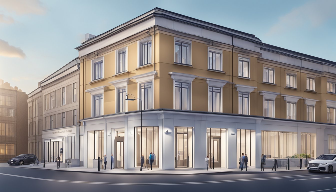 A modern medical office with the Harley Street Heart & Vascular Centre sign displayed prominently. The building is sleek and professional, with clean lines and a welcoming entrance