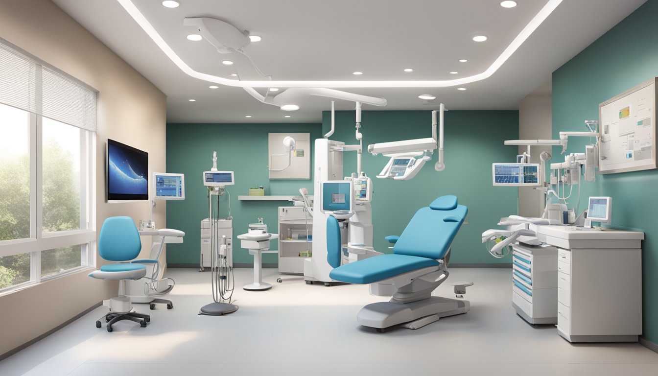 A modern clinic with state-of-the-art equipment and a calming atmosphere, where patients receive expert care from Dr. Low Lip Ping, a renowned cardiologist