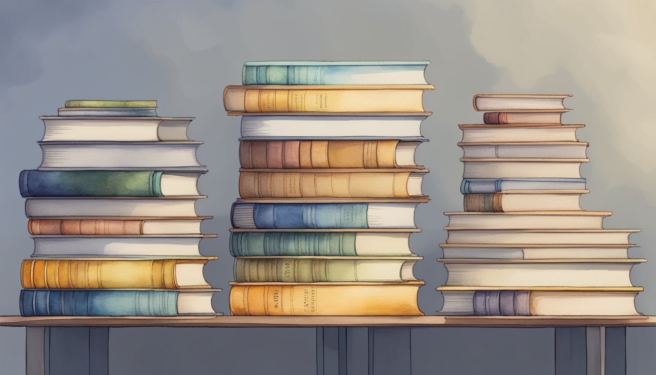 A stack of 14 books on machine learning arranged in a neat and organized fashion, with titles visible and a spotlight highlighting the top book