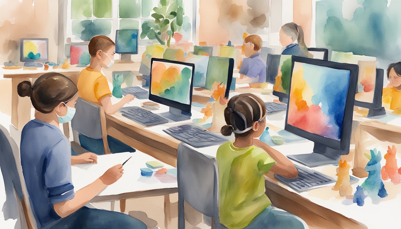 A group of kids sit at their computers, sculpting with clay and digital tools in an online art class.</p><p>The instructor guides them through the process, as colorful sculptures begin to take shape on their screens