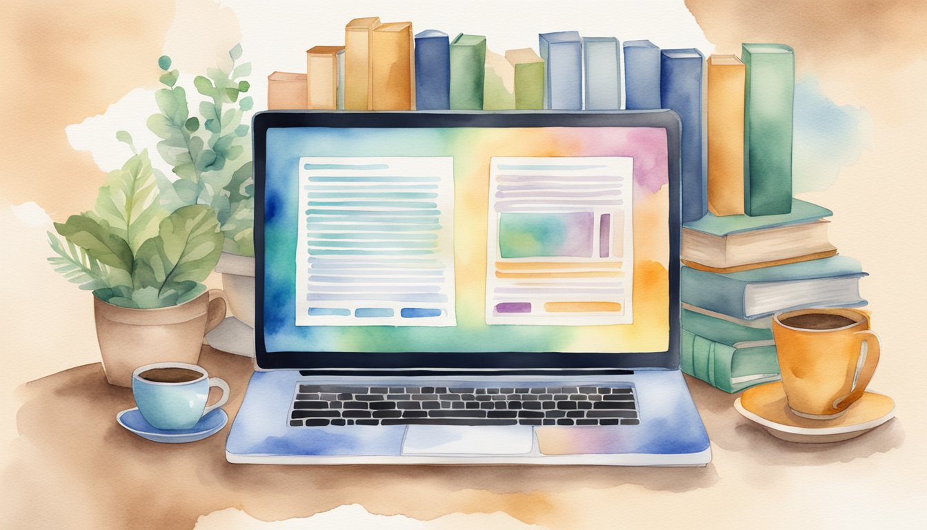 A computer screen displaying 9 E-Learning platforms, surrounded by books and a cup of coffee