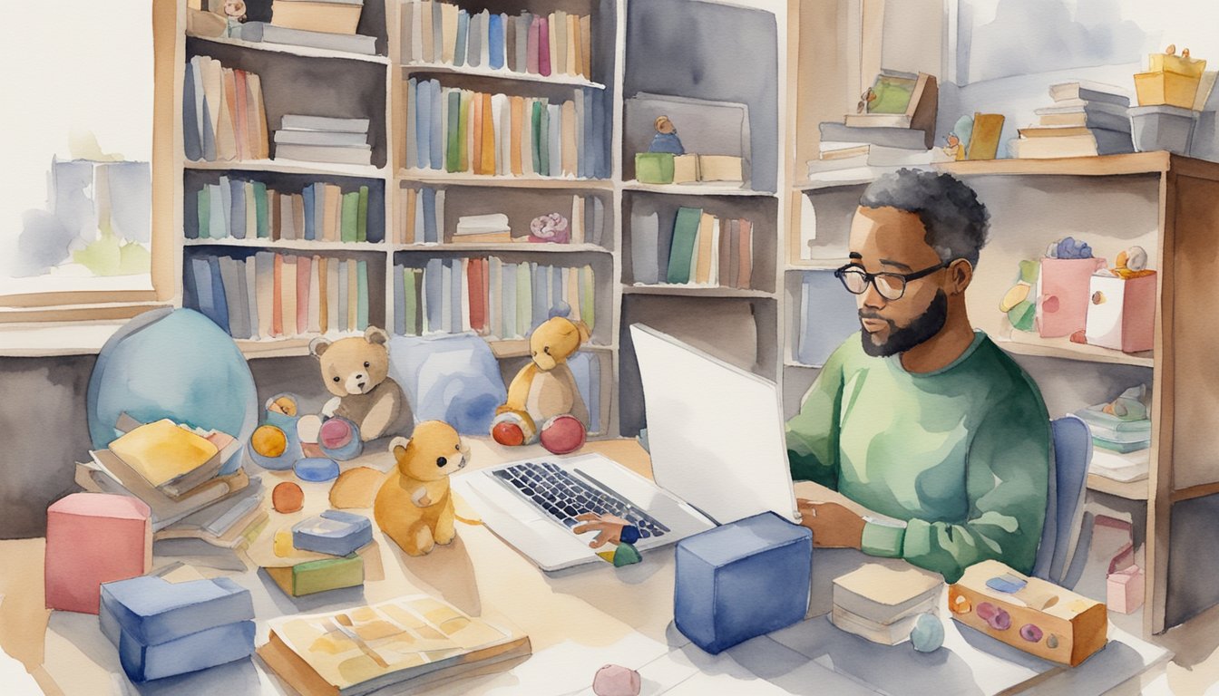 A single parent sits at a computer, surrounded by children's toys.</p><p>They struggle to balance studying and caring for their children while participating in an online college program