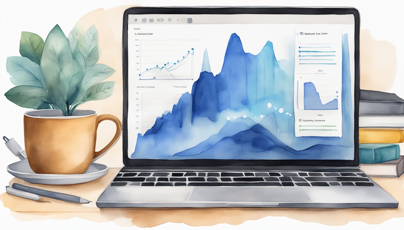 A laptop displaying "Thinkful 11 Best Online Bootcamps for Data Science" with a graph, surrounded by books and a cup of coffee