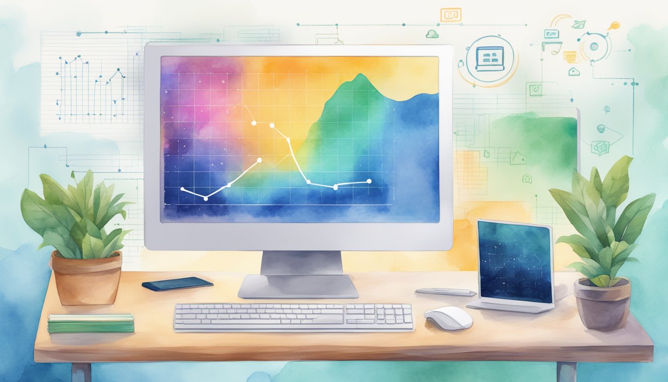 A computer screen displaying "Le Wagon 11 Best Online Bootcamps for Data Science" with a graph and coding symbols in the background