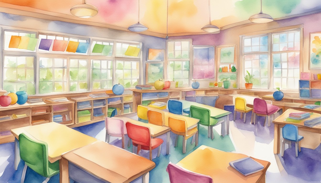 A colorful classroom filled with educational materials and interactive tools for homeschooling special needs children