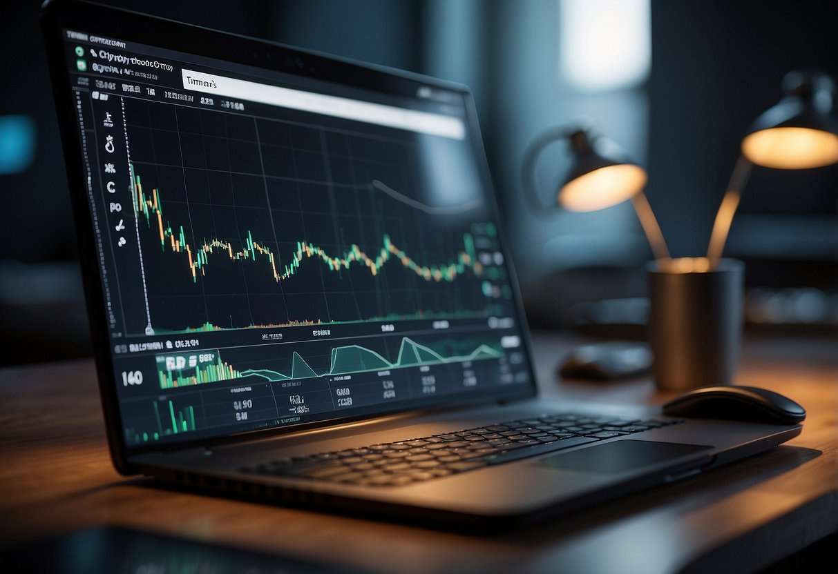 A computer screen displaying Forta Crypto's logo and a chart of fluctuating cryptocurrency prices