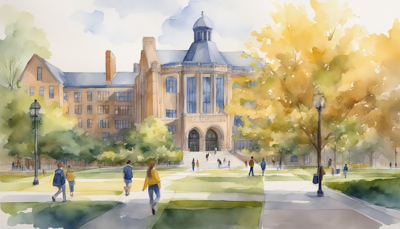 The University of Michigan's Ann Arbor campus, featuring iconic buildings and bustling students, highlights the top colleges for STEM majors