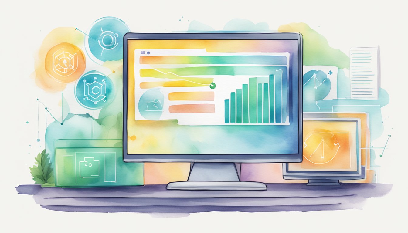 A computer screen displaying "DataCamp 14 Best Blogs for Learning Data Science" with a stylized graph and data visualization in the background