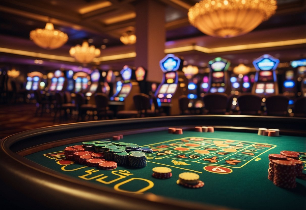 A colorful array of casino games from various providers fills the vibrant casino floor, enticing players with their diverse themes and enticing features