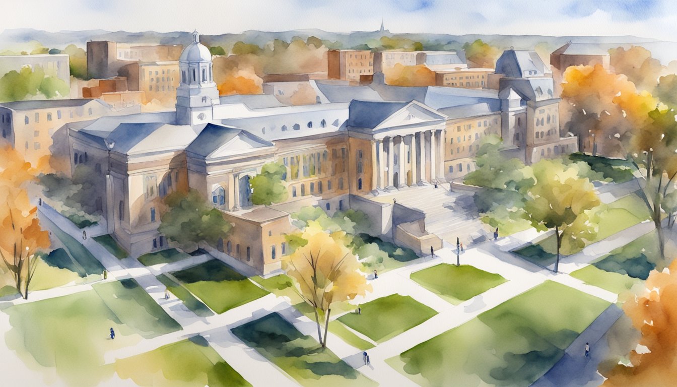 Syracuse University's campus with military veteran students accessing online courses