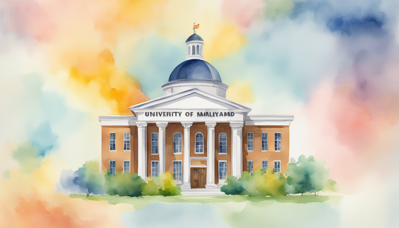 The University of Maryland Global Campus logo displayed next to a list of "9 Top-Rated Online Colleges for Military Veterans" with a digital interface in the background