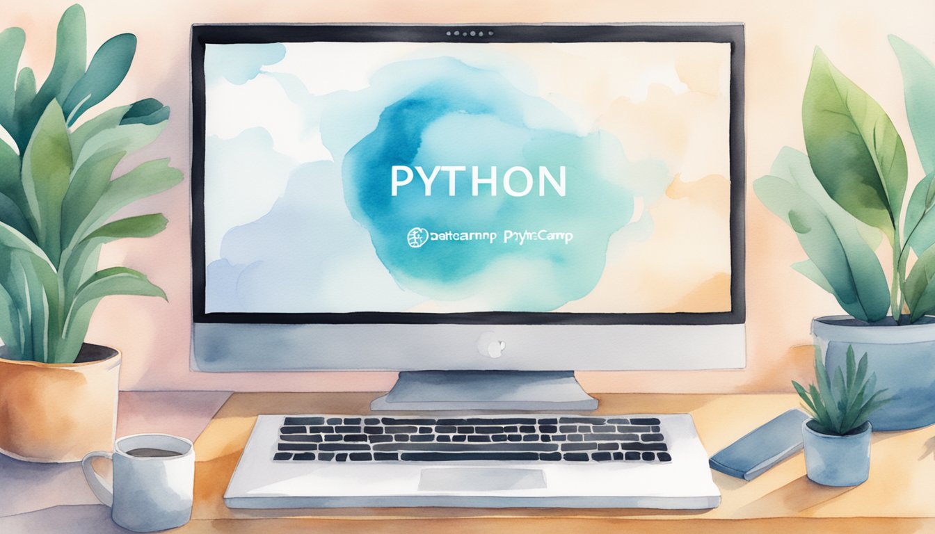 A computer screen displaying an online course titled "Introduction to Python by DataCamp" with 12 best online courses for learning Python programming listed below