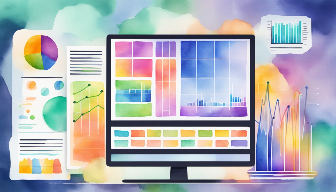 A computer screen displays "Distill.pub 12 Best Blogs for Staying Updated on Machine Learning Trends" with colorful graphs and charts