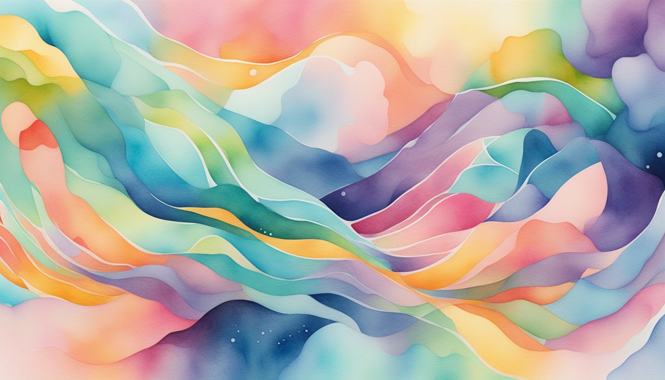 A colorful gradient flowing through abstract shapes and patterns, representing the intersection of AI and machine learning