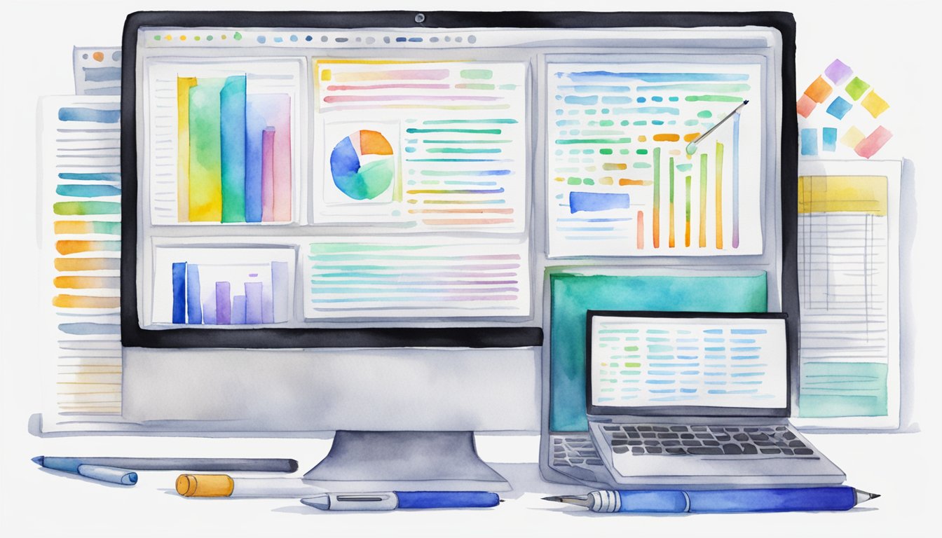 A computer screen displays the edX course "Data Science: Text Analysis Using R." Textbooks and notebooks surround the screen, with a pen resting on top