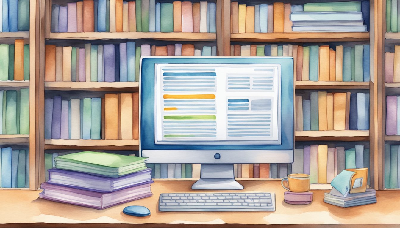 A computer with multiple open tabs displaying online courses on machine learning.</p><p>A bookshelf filled with relevant textbooks in the background