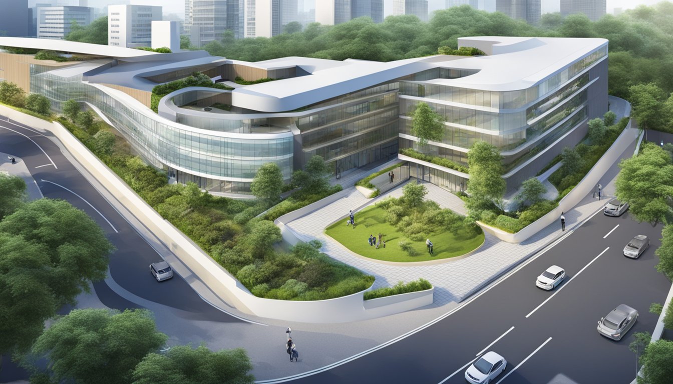 The Novena Heart Centre is easily accessible, with clear signage and spacious parking. The modern building stands out against the surrounding greenery