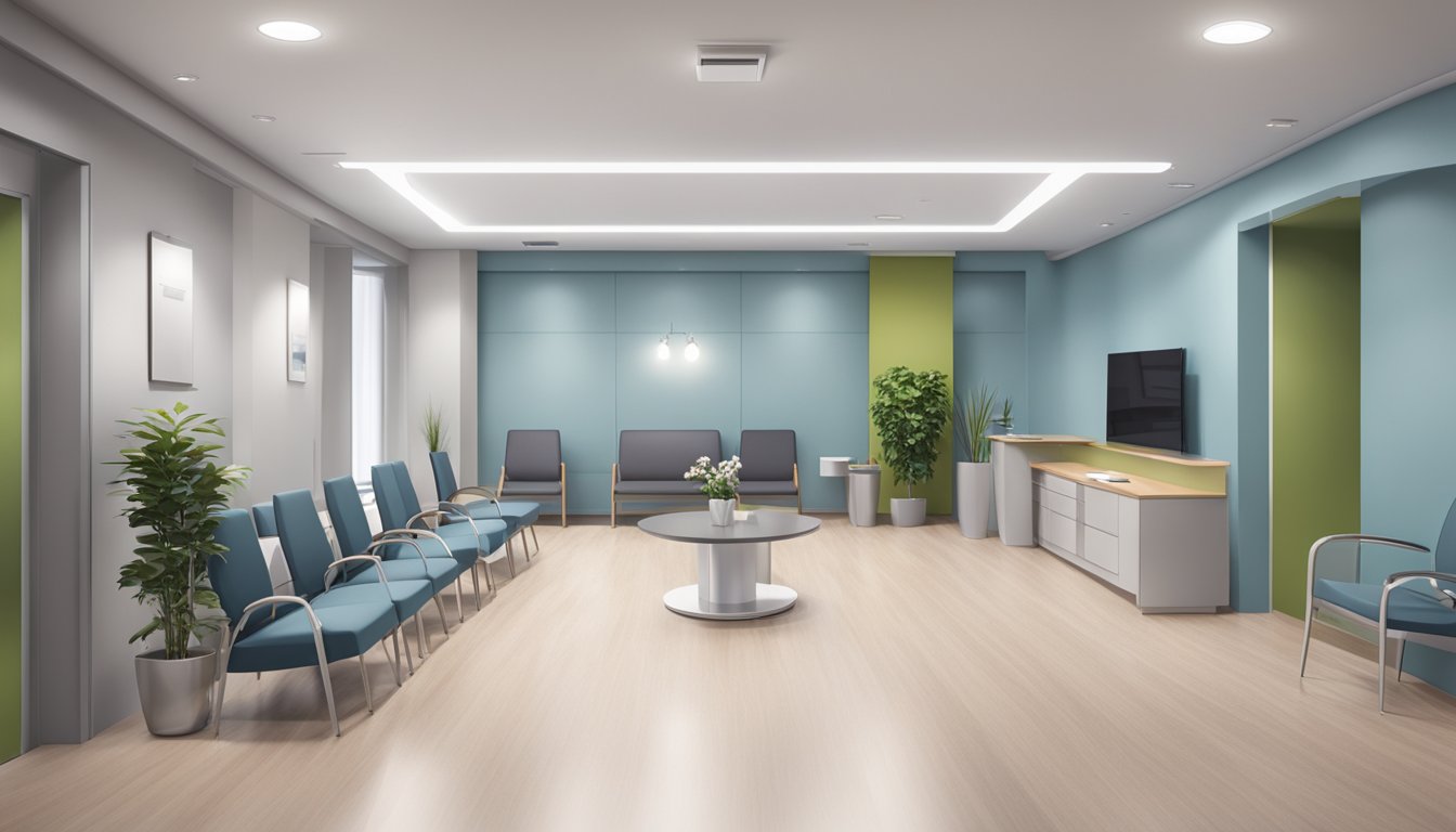 A modern cardiology clinic with sleek design, comfortable waiting area, and state-of-the-art equipment