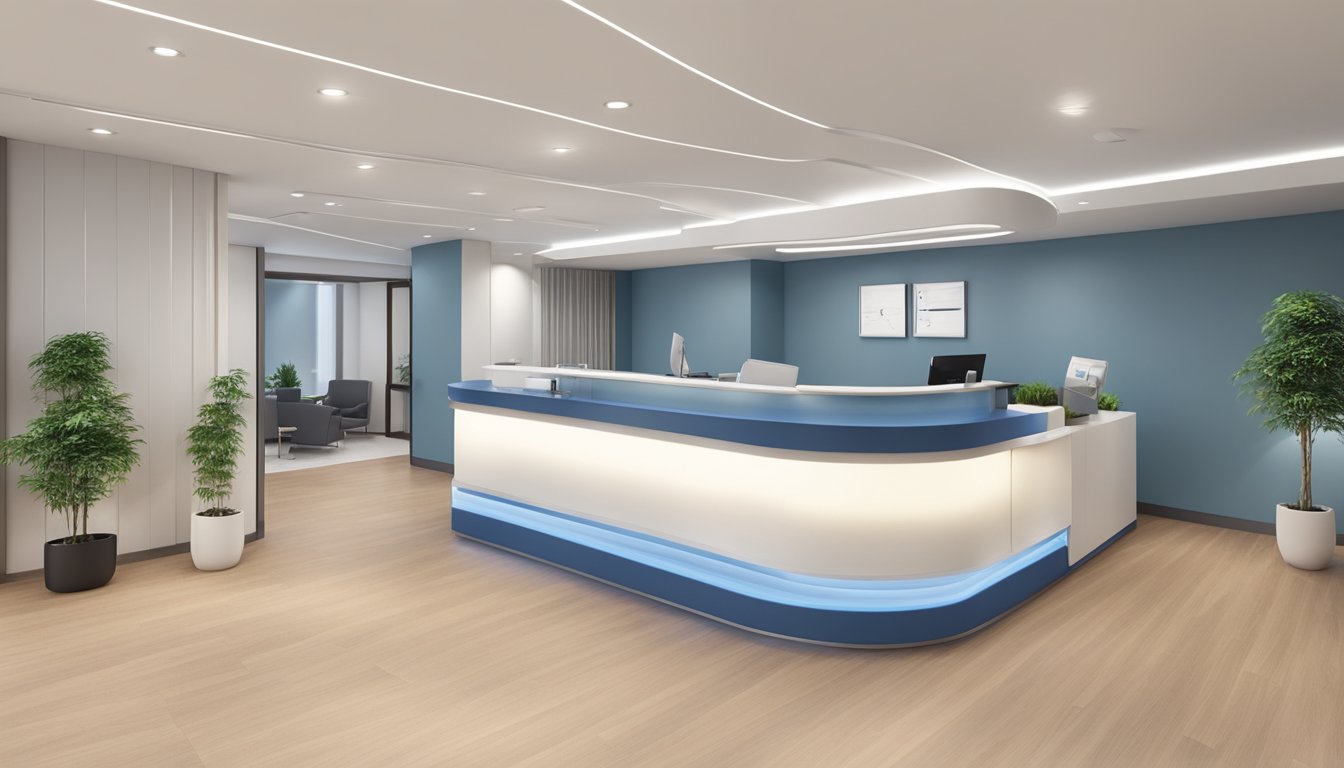 A modern cardiology clinic with a sleek reception desk, comfortable waiting area, and state-of-the-art equipment. The Prime Heart Centre exudes professionalism and expertise