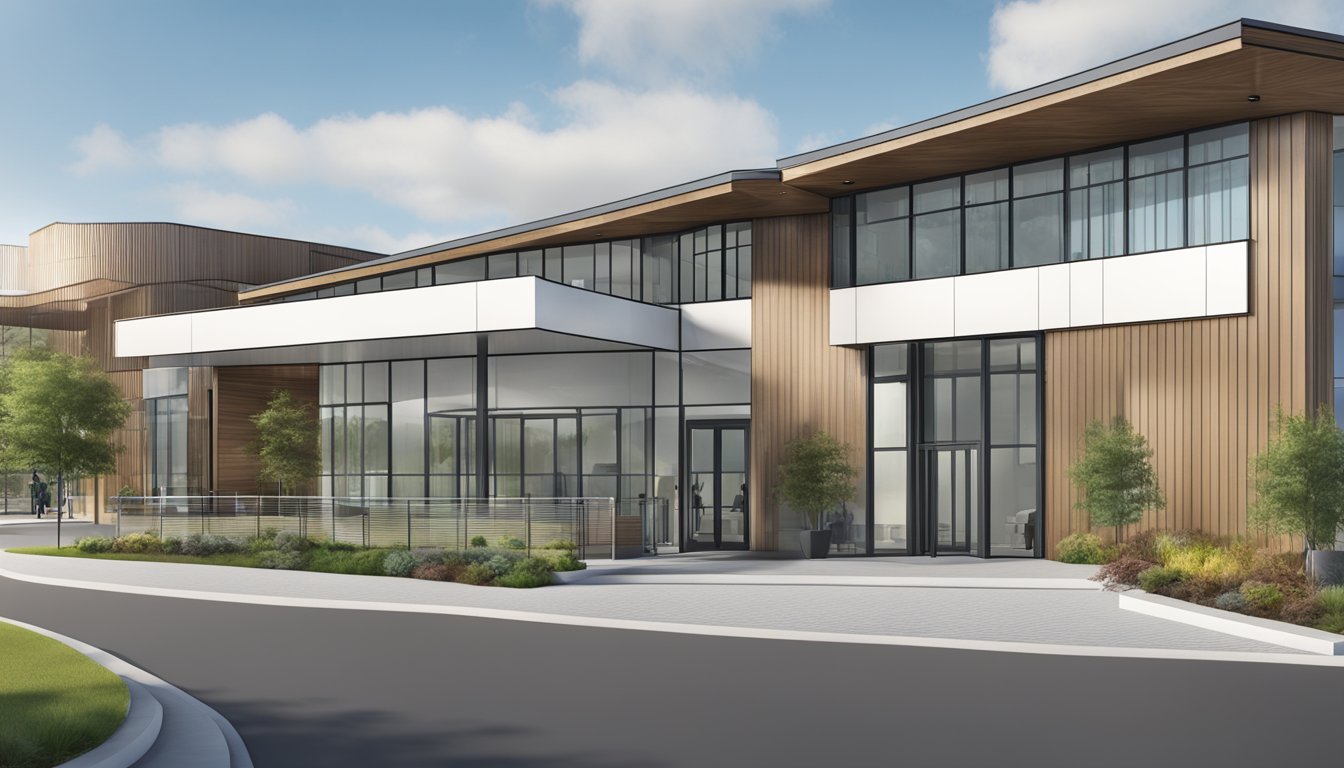The Woodlands Health Cardiac Centre stands tall and accessible, with clear signage and a ramp for wheelchair access