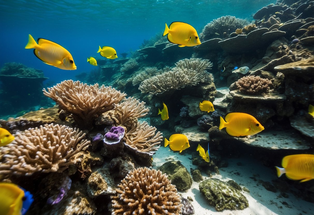 Vibrant coral reefs teeming with colorful fish in crystal-clear waters off the coast of Koh Lanta, perfect for snorkeling